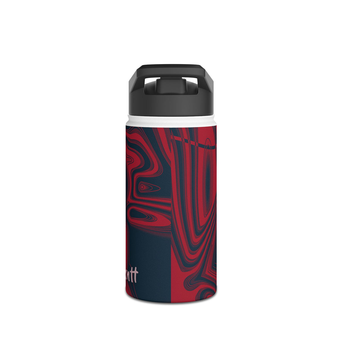 Midnight Navy & Red Trippy Football Water Bottle