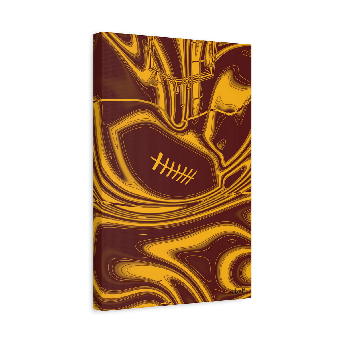 Burgundy & Gold Trippy Football Canvas