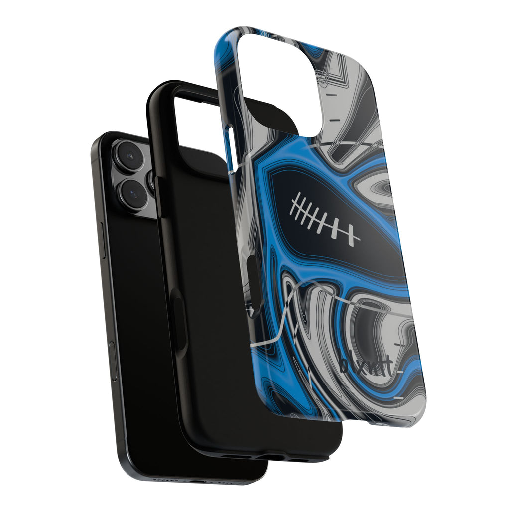Sky Blue, Black & Silver Trippy Football Phone Case