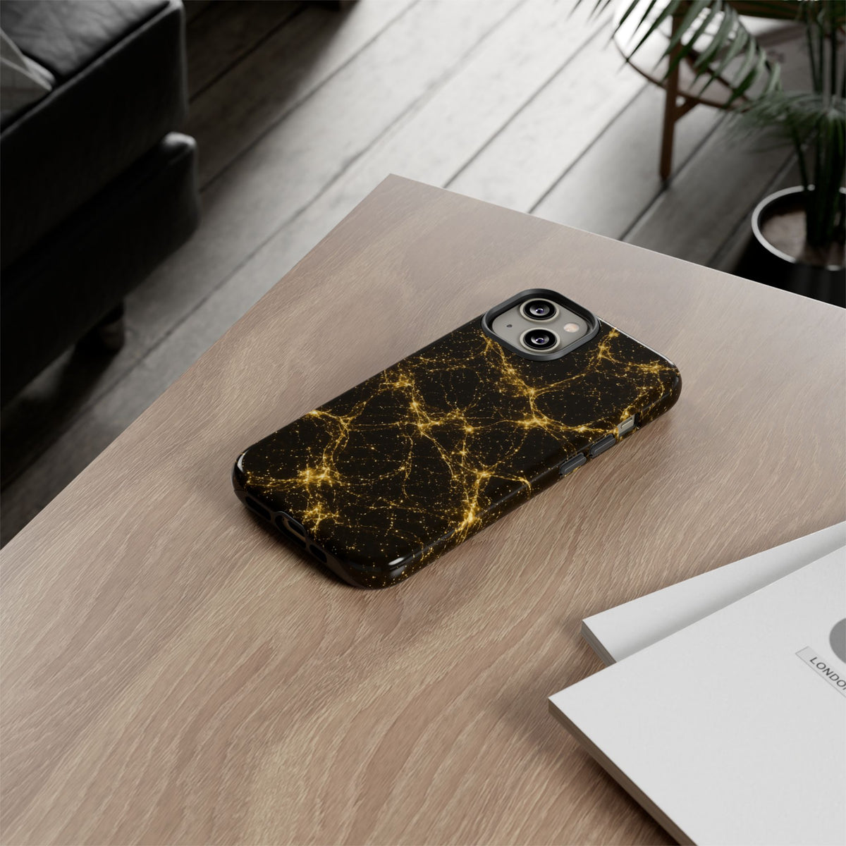 Neon Mycelium - Gold Filigree Phone Case