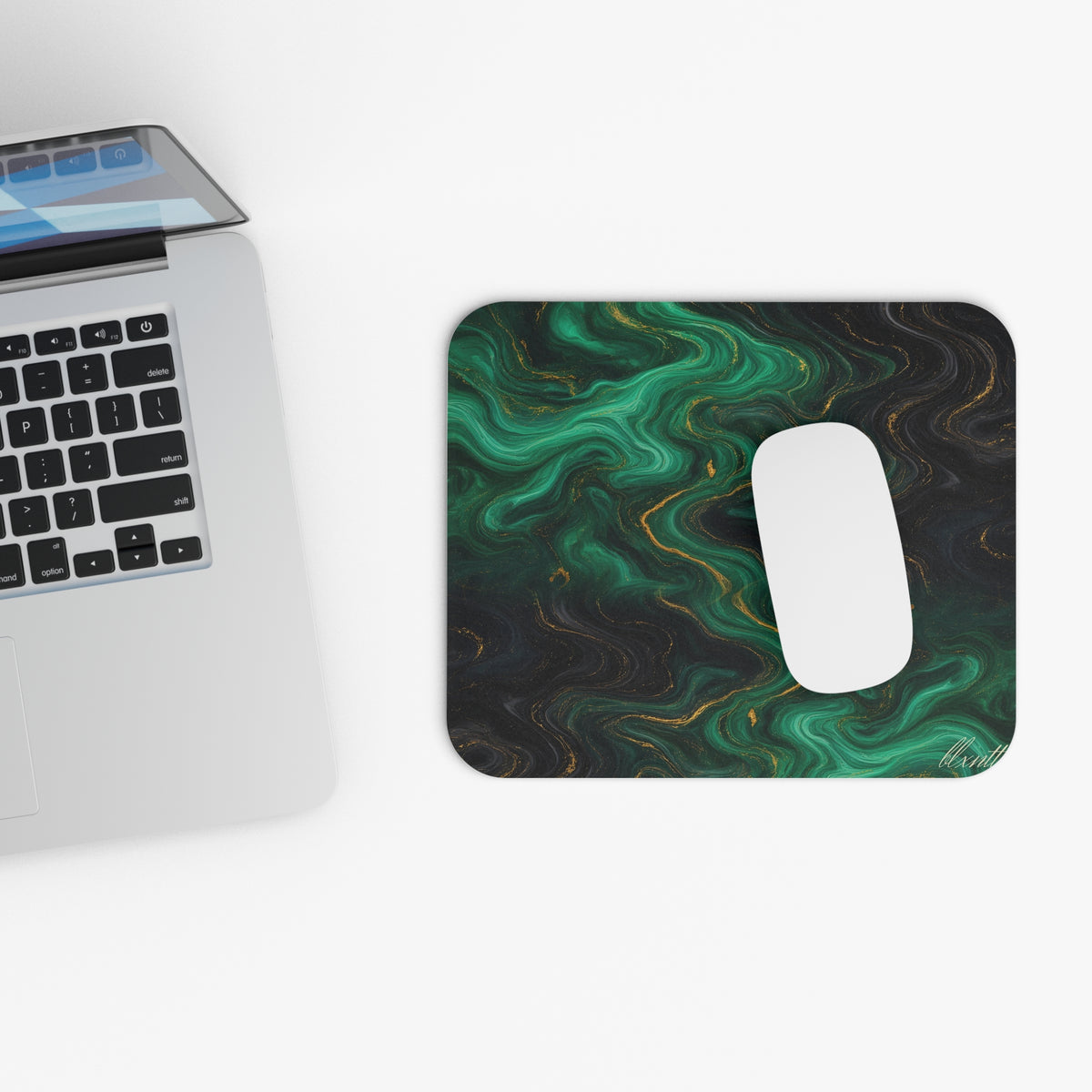 Emerald & Black Marble Mouse Pad
