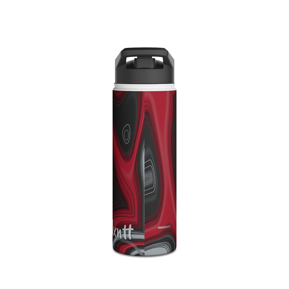 Red, Black & Silver Trippy Football Water Bottle
