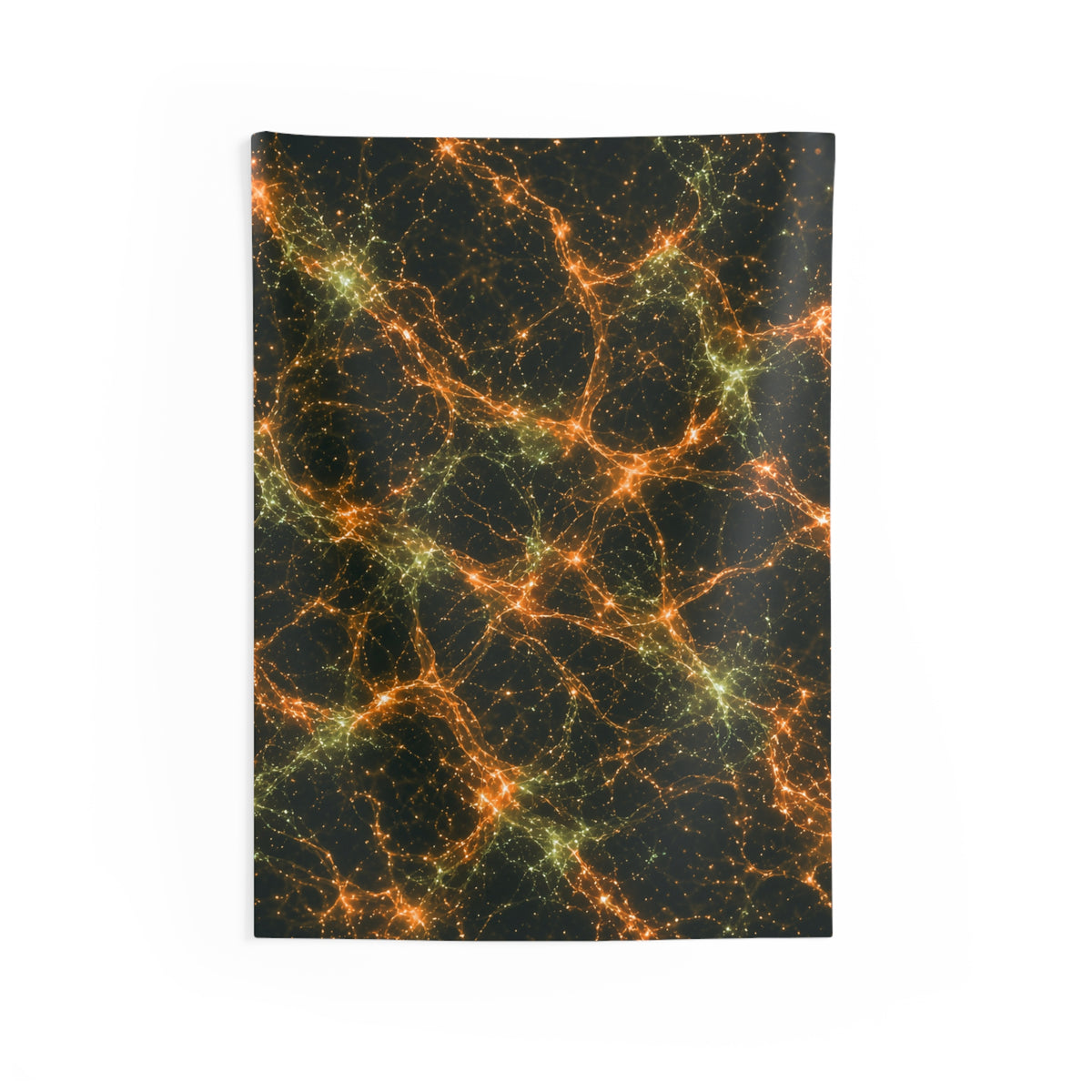 Neon Mycelium - Electric Tangerine Teal Tapestry