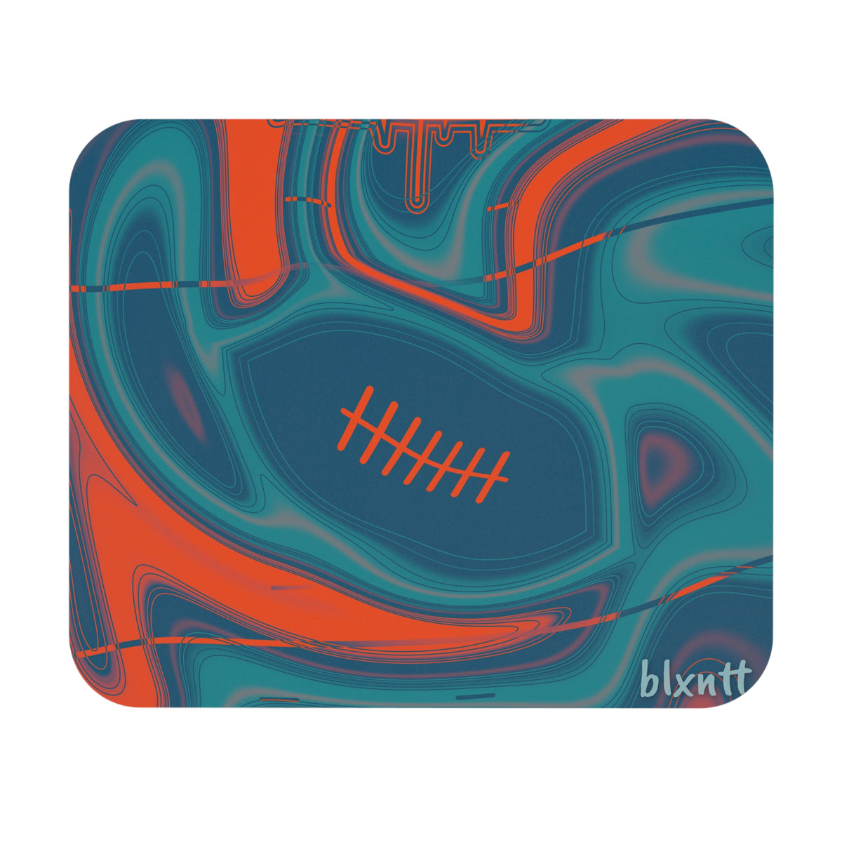 Aqua & Orange Trippy Football Mouse Pad