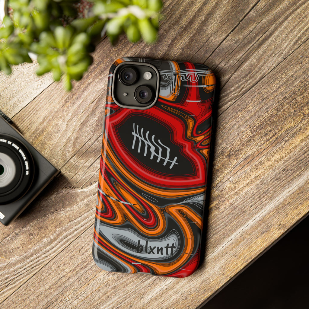 Red, Orange & Pewter Trippy Football Phone Case