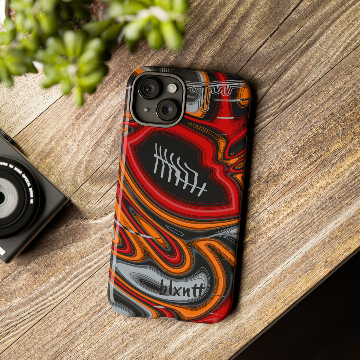 Red, Orange & Pewter Trippy Football Phone Case