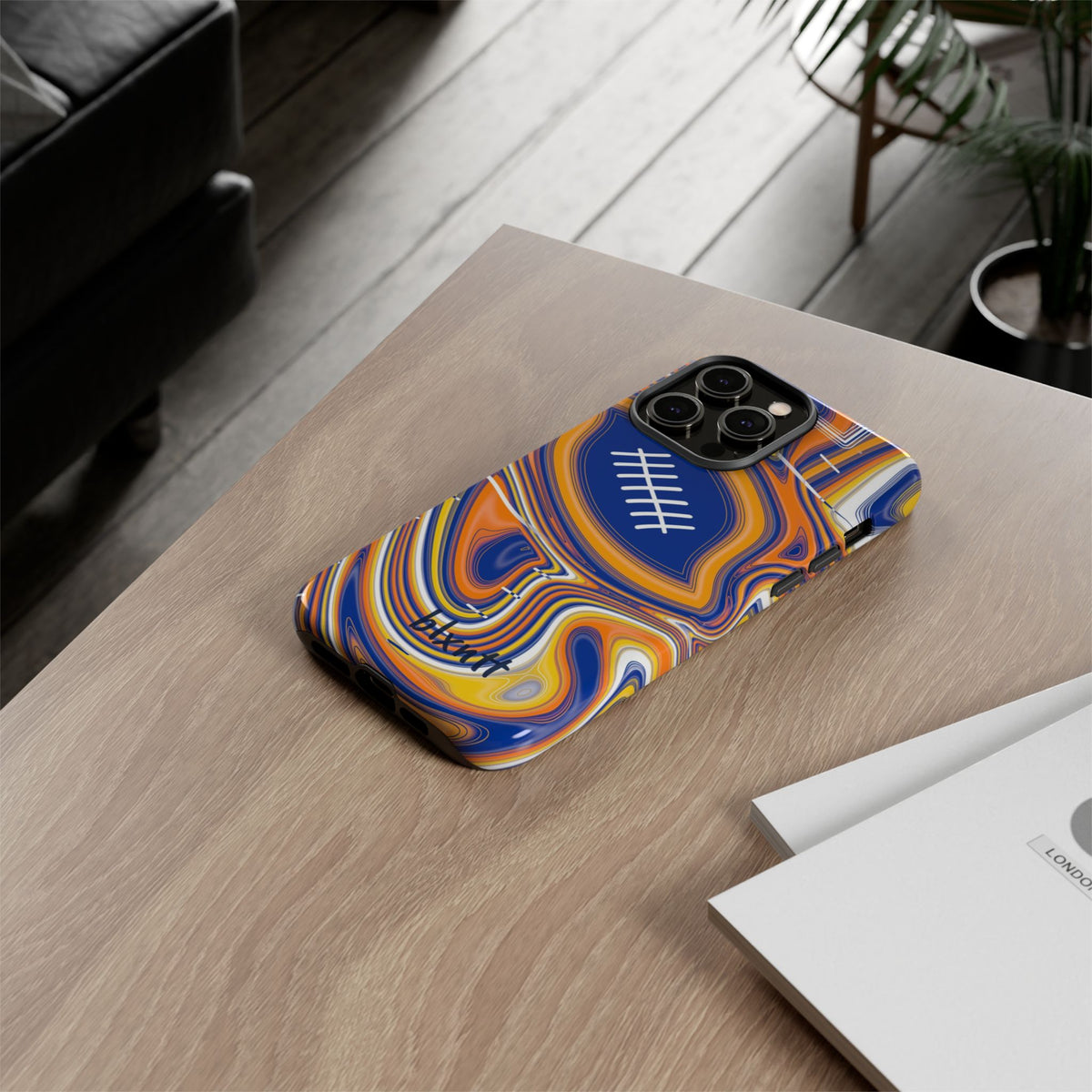Royal Blue & Yellow Trippy Football Phone Case