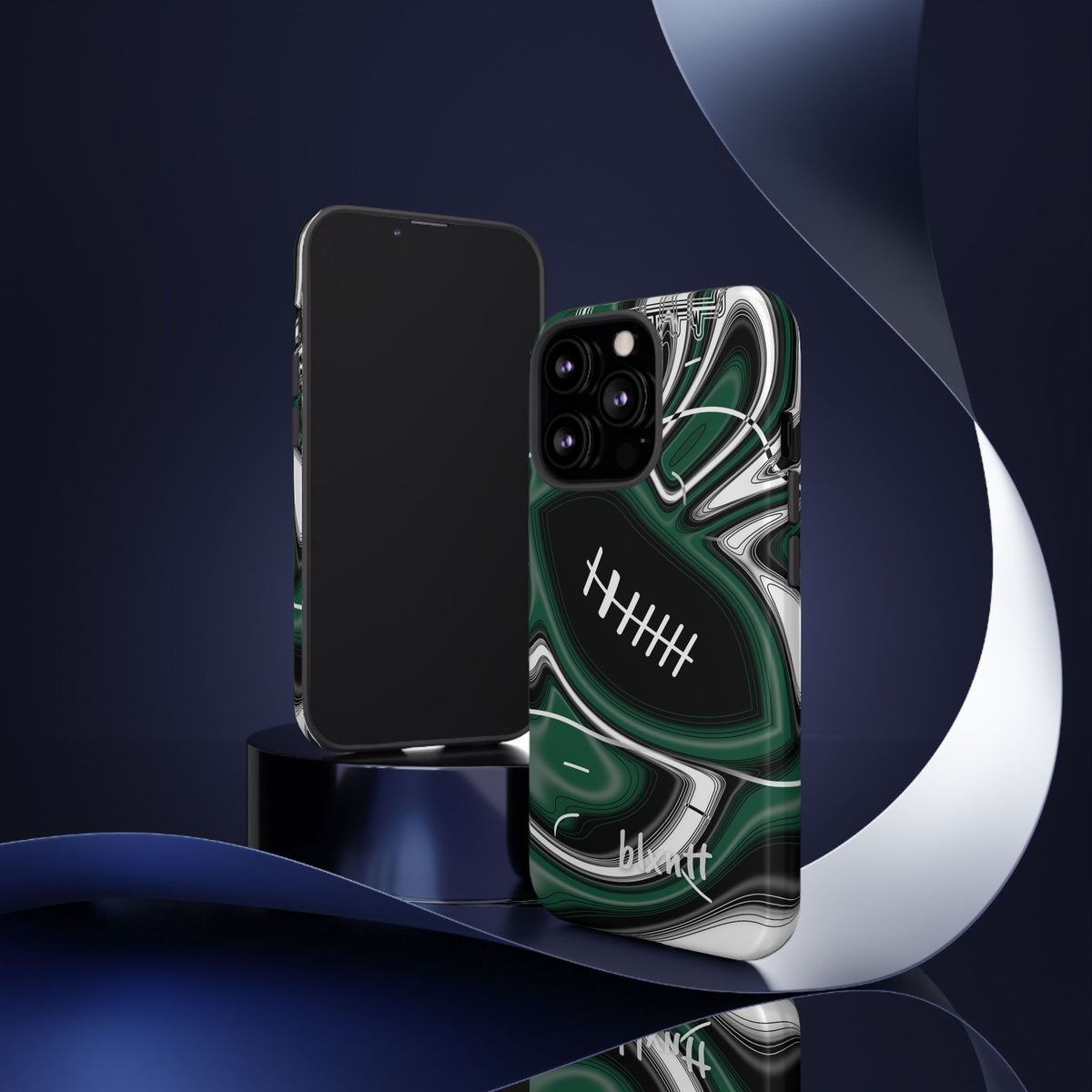 Hunter Green & White Trippy Football Phone Case