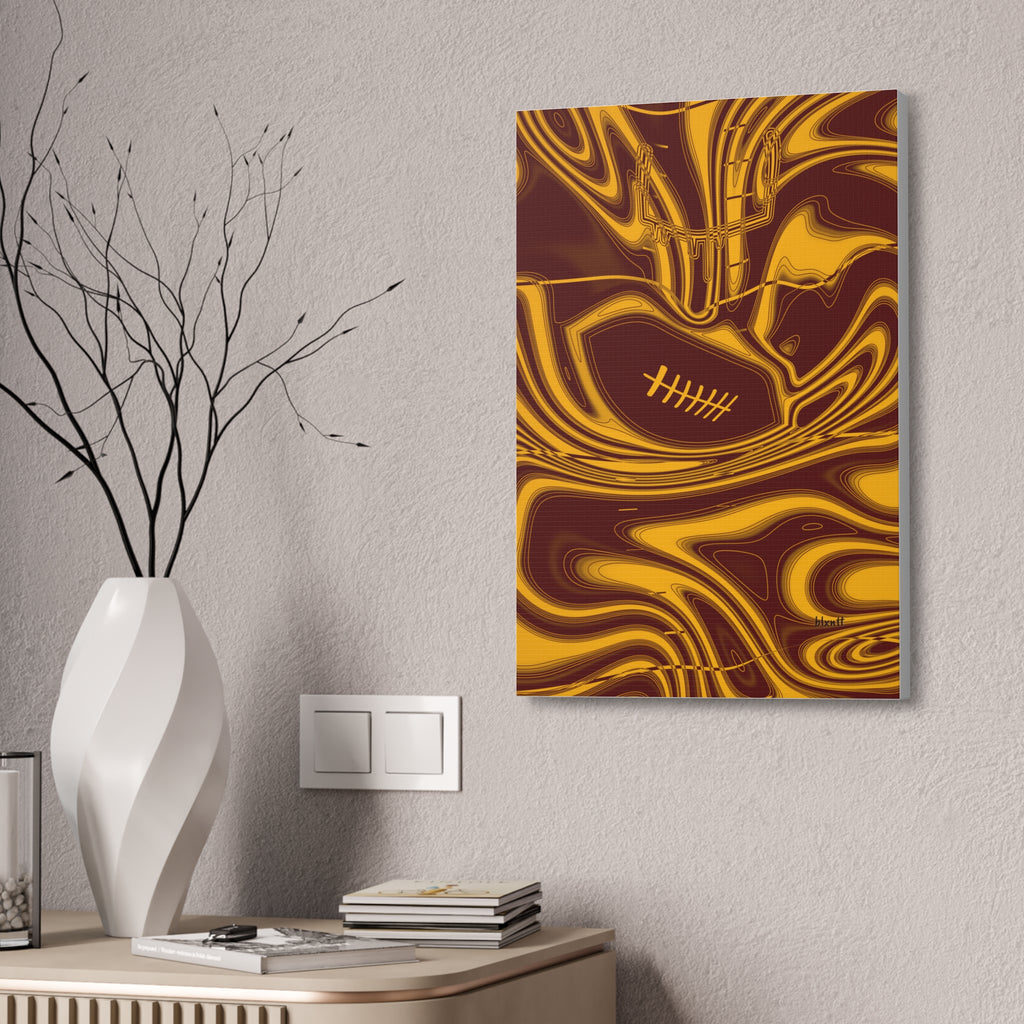 Burgundy & Gold Trippy Football Glossy Canvas
