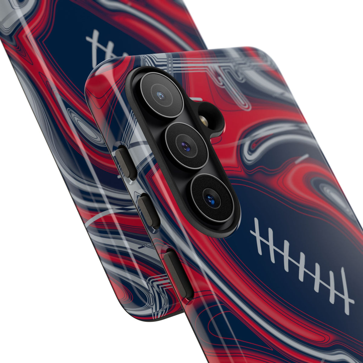 Navy, Red & Silver Trippy Football Phone Case
