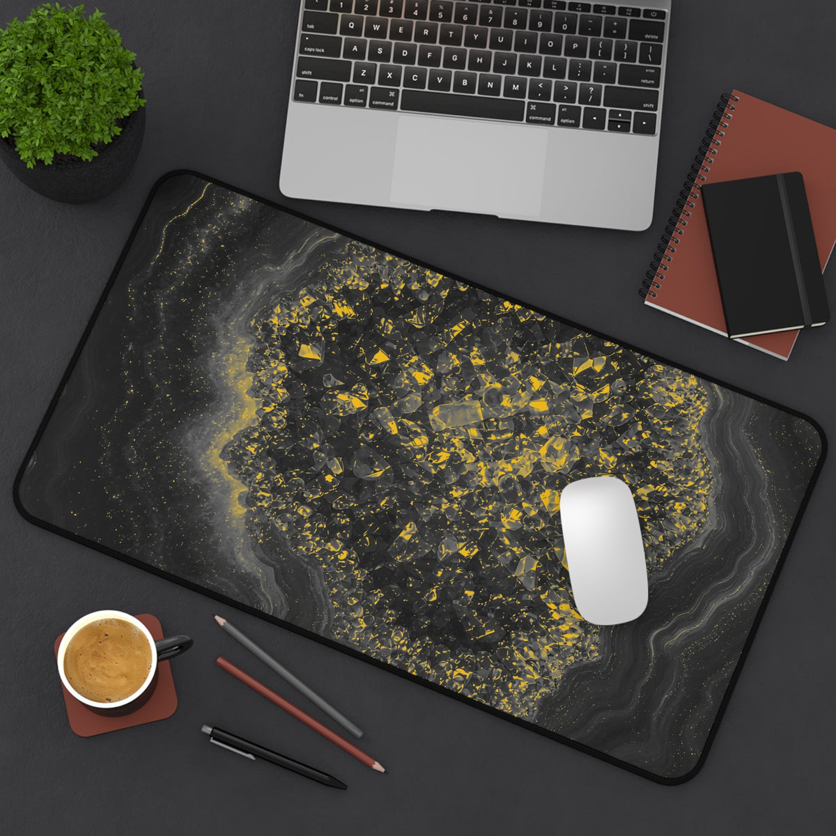 Geode Core - Mono Gold Spark Desk Mat