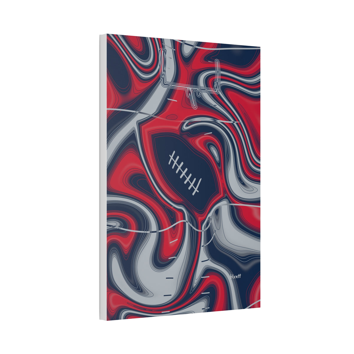 Navy, Red & Silver Trippy Football Glossy Canvas
