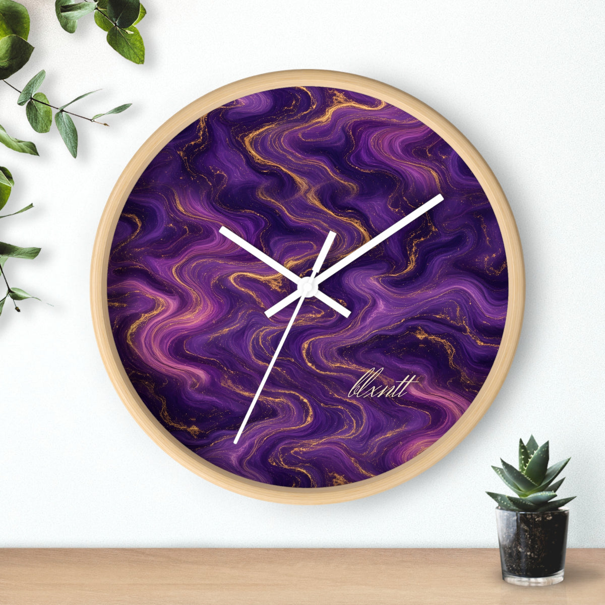 Royal Purple Marble Wall Clock