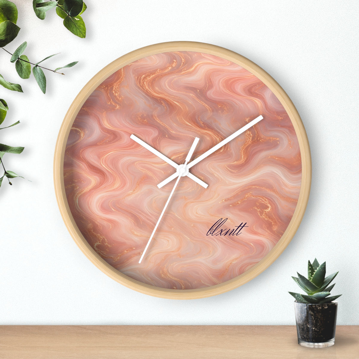 Rose Gold Marble Wall Clock