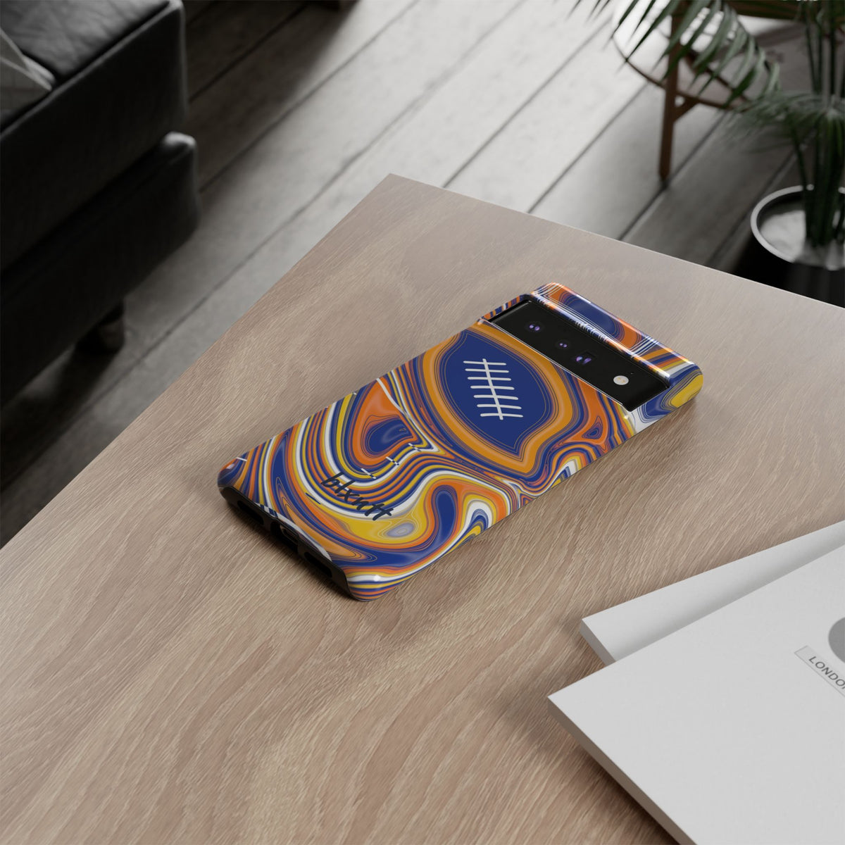 Royal Blue & Yellow Trippy Football Phone Case