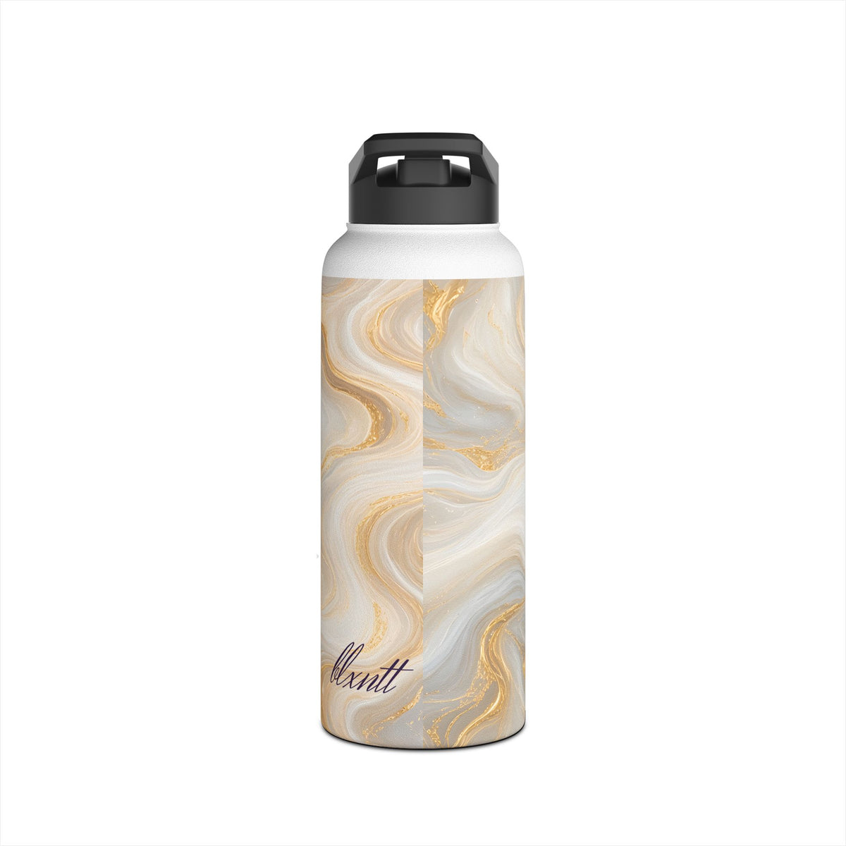 White & Gold Marble Water Bottle