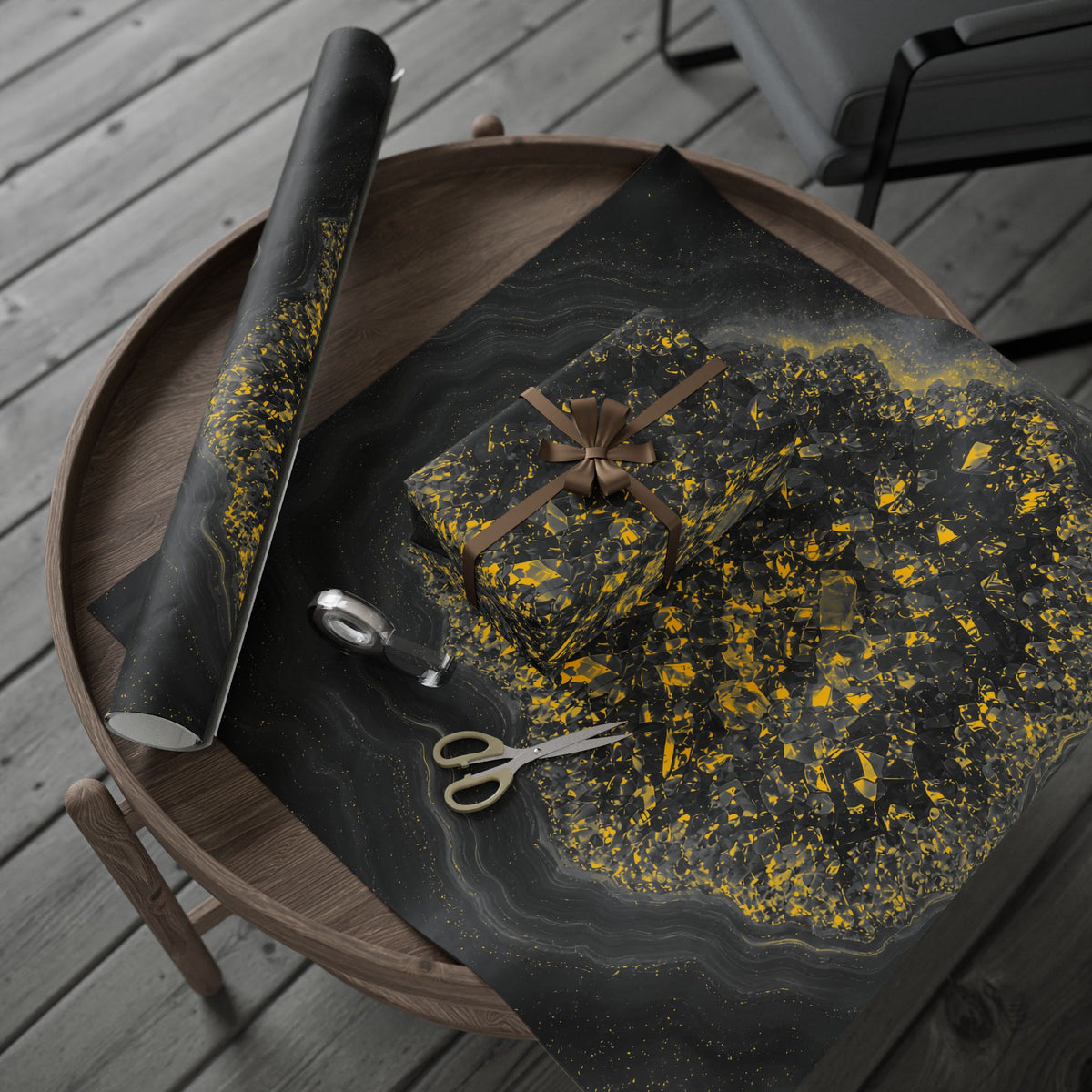 Geode Core - Mono Gold Spark Wrapping Paper