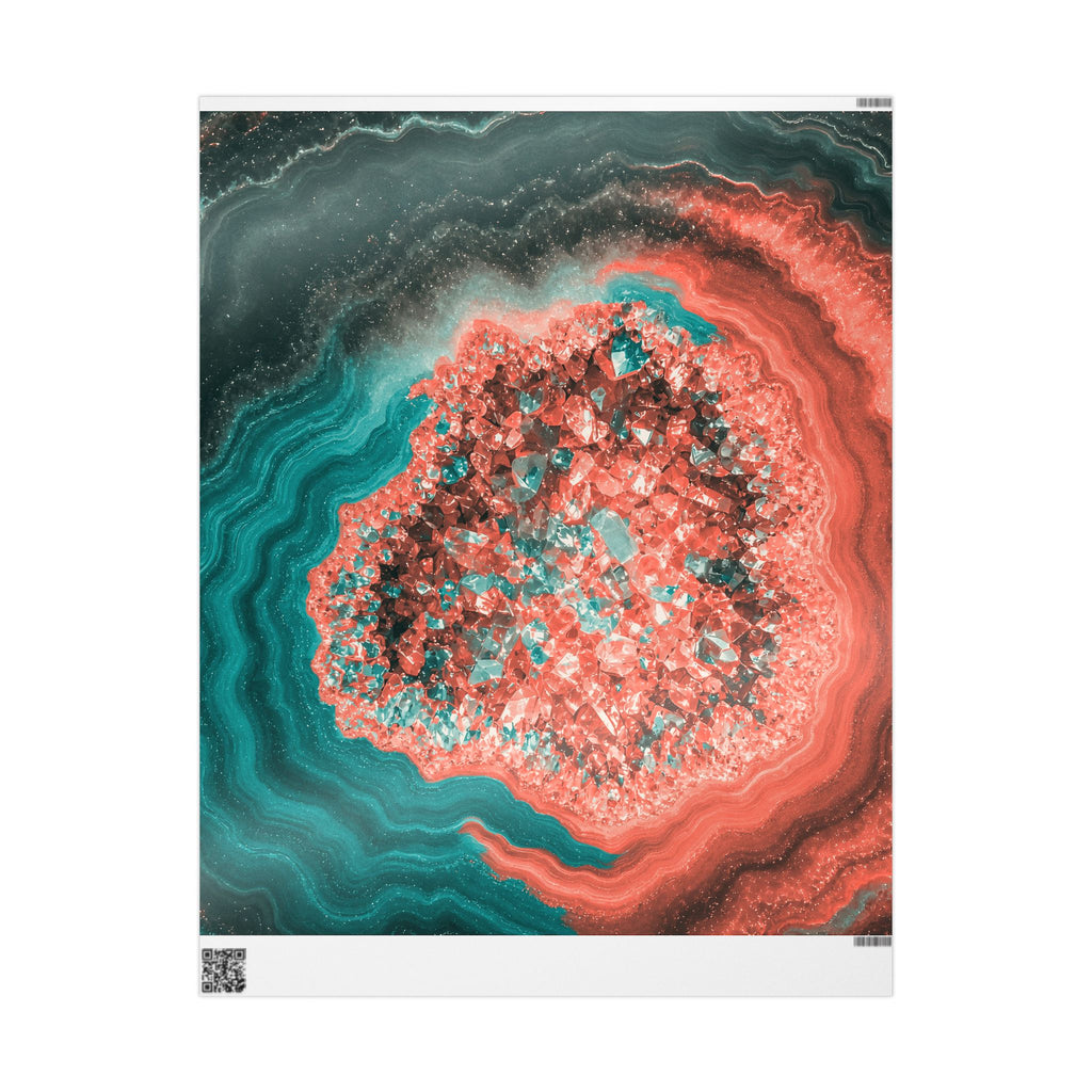 Geode Core - Coral Teal Wrapping Paper