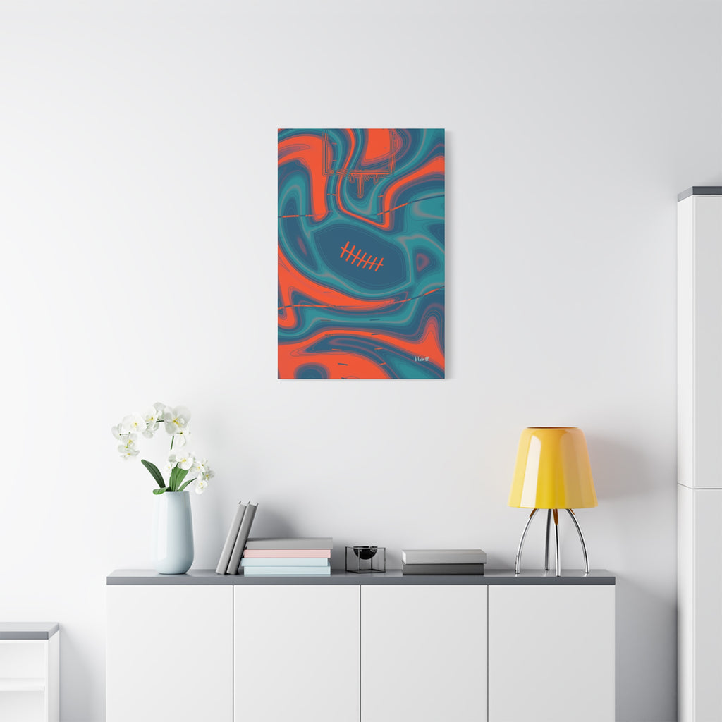 Aqua & Orange Trippy Football Canvas