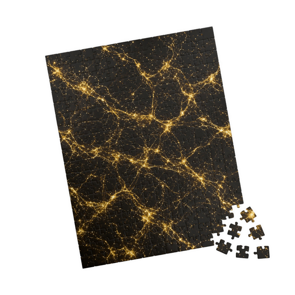 Neon Mycelium - Gold Filigree Jigsaw Puzzle