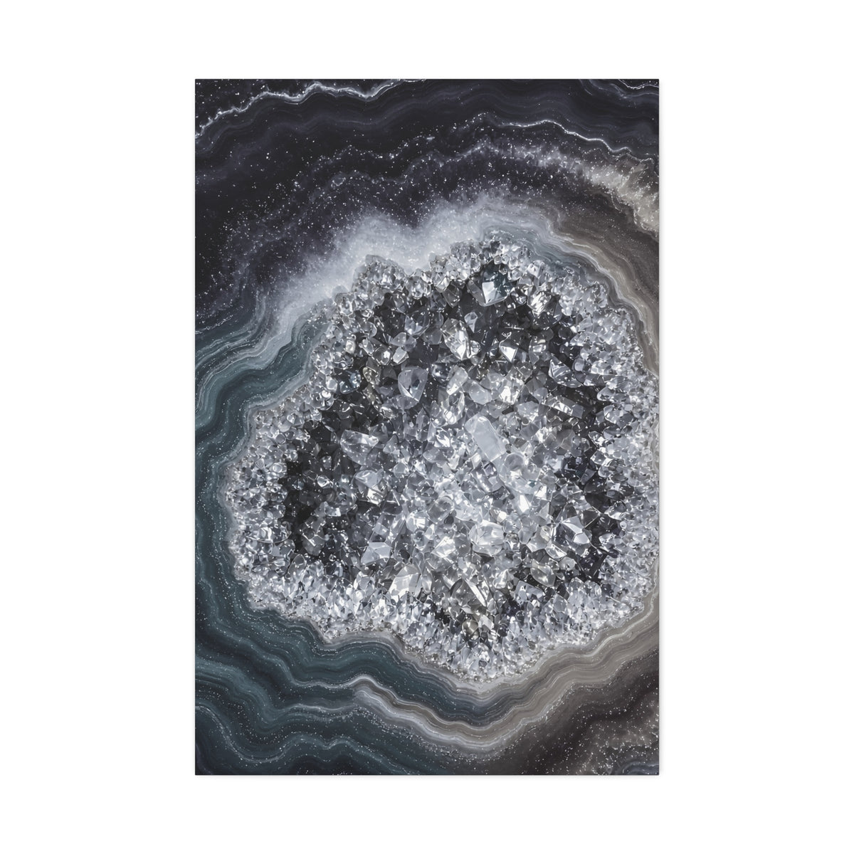 Geode Core - Silver Smoke Glossy Canvas