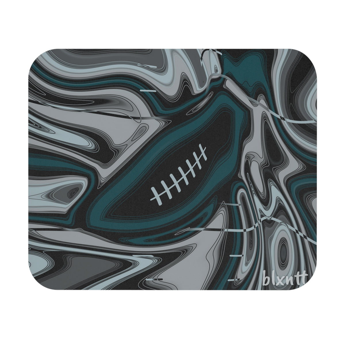 Midnight Green & Silver Trippy Football Mouse Pad