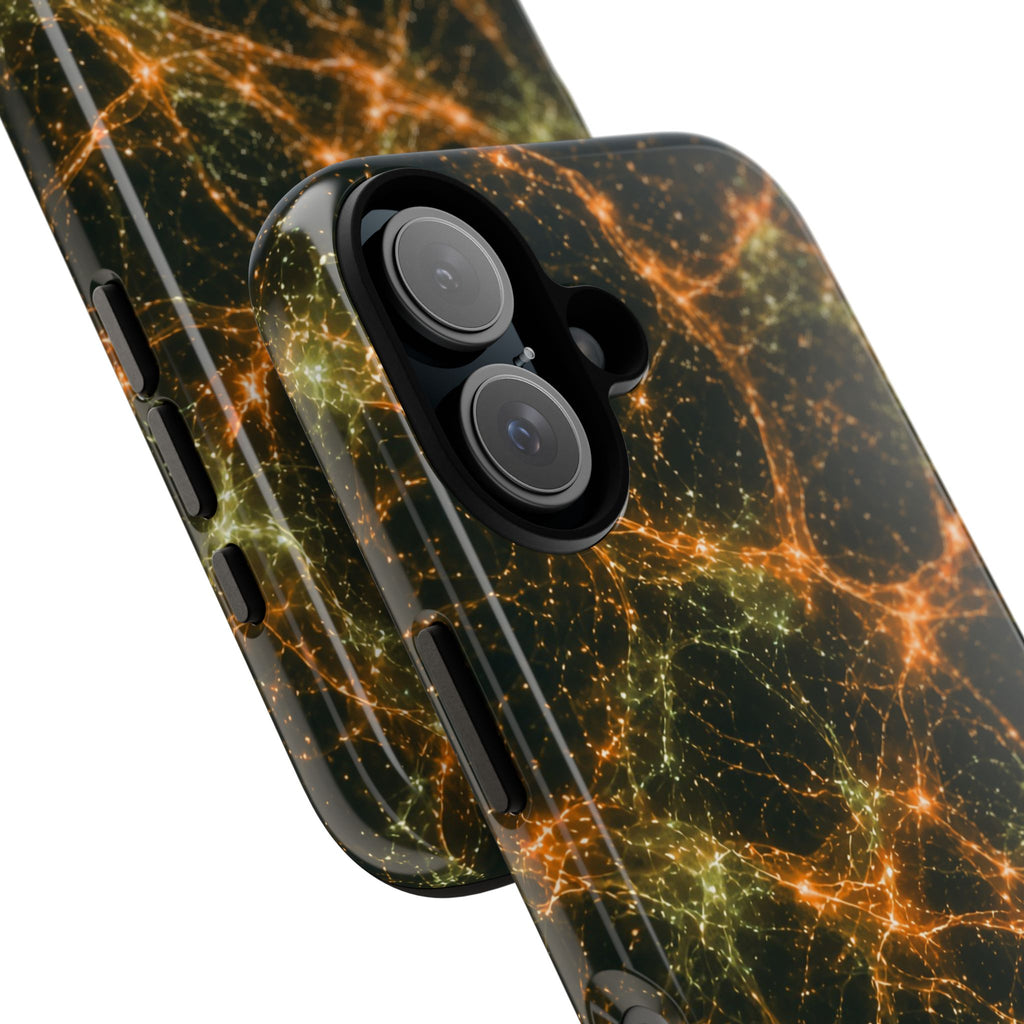 Neon Mycelium - Electric Tangerine Teal Phone Case