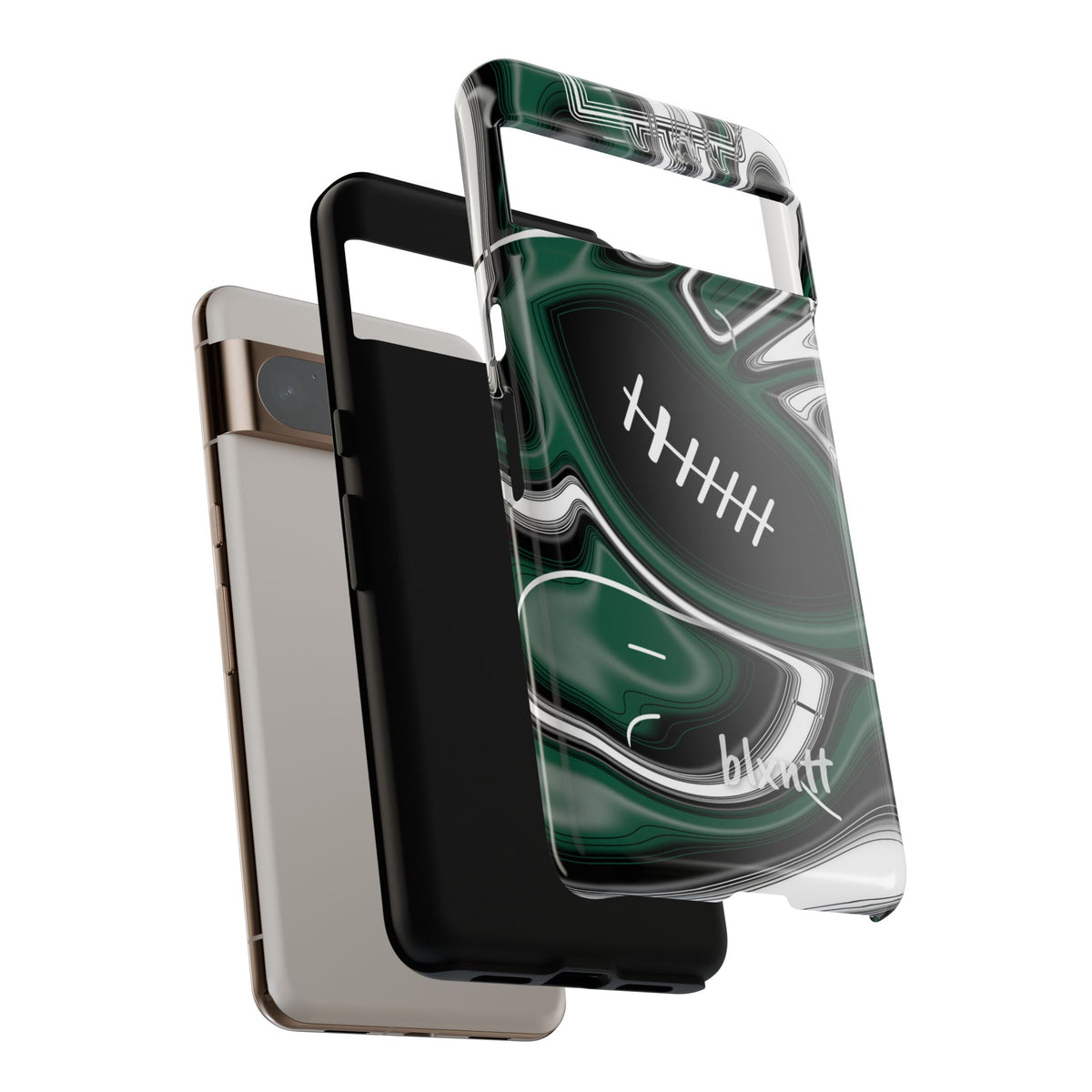 Hunter Green & White Trippy Football Phone Case
