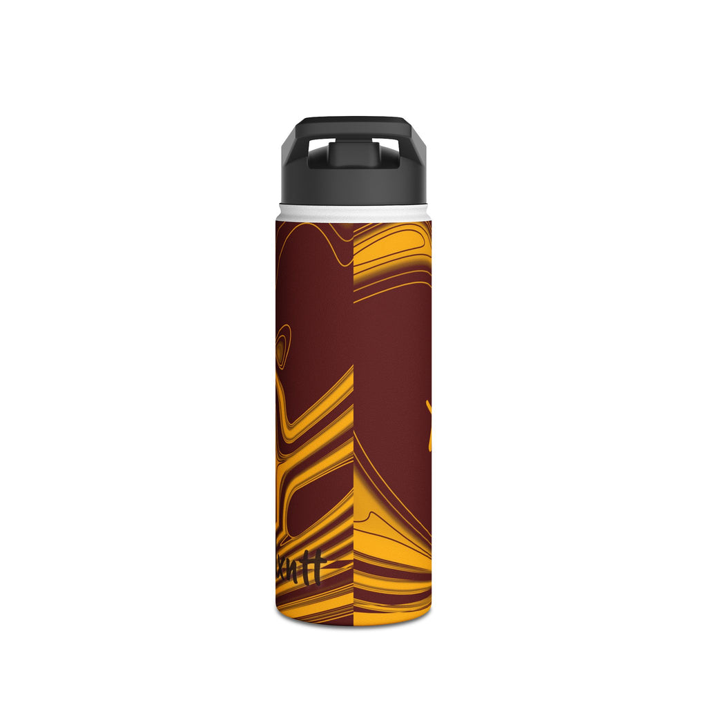 Burgundy & Gold Trippy Football Water Bottle
