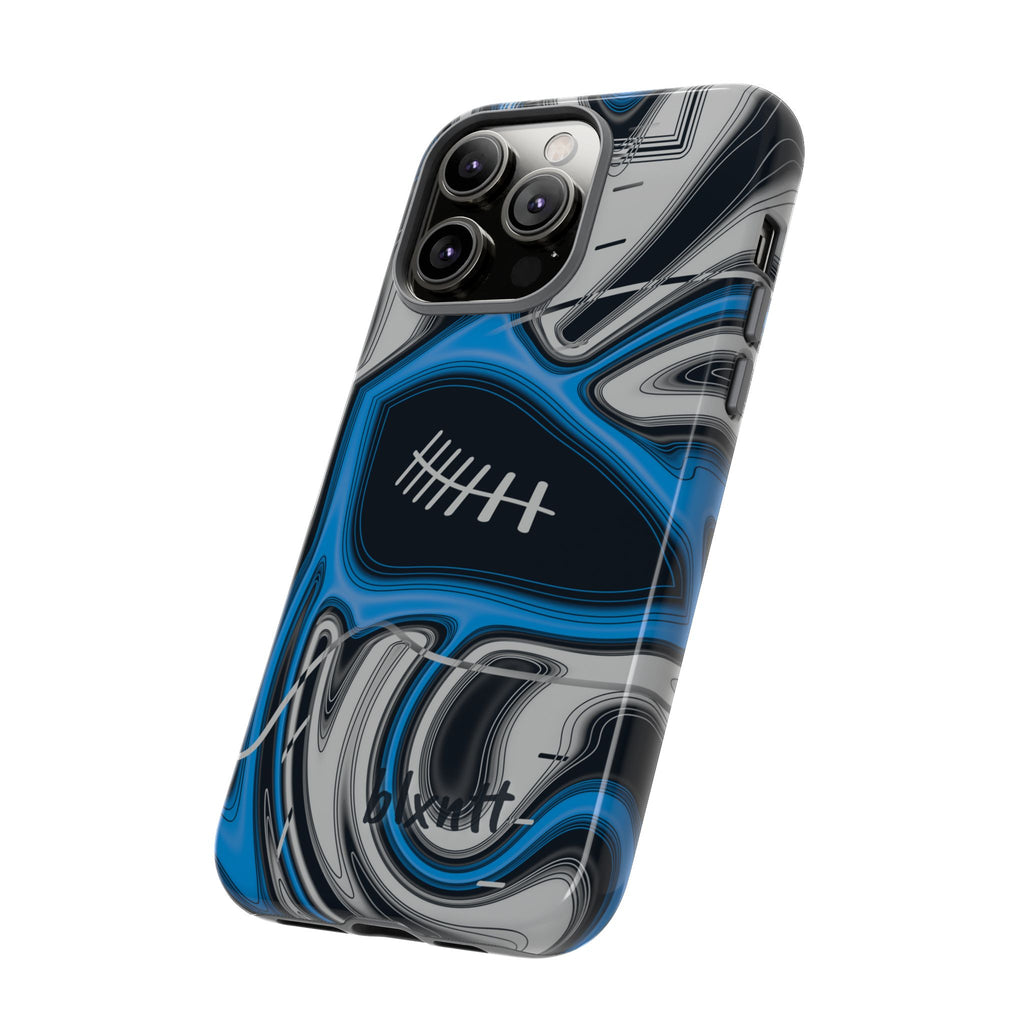Sky Blue, Black & Silver Trippy Football Phone Case