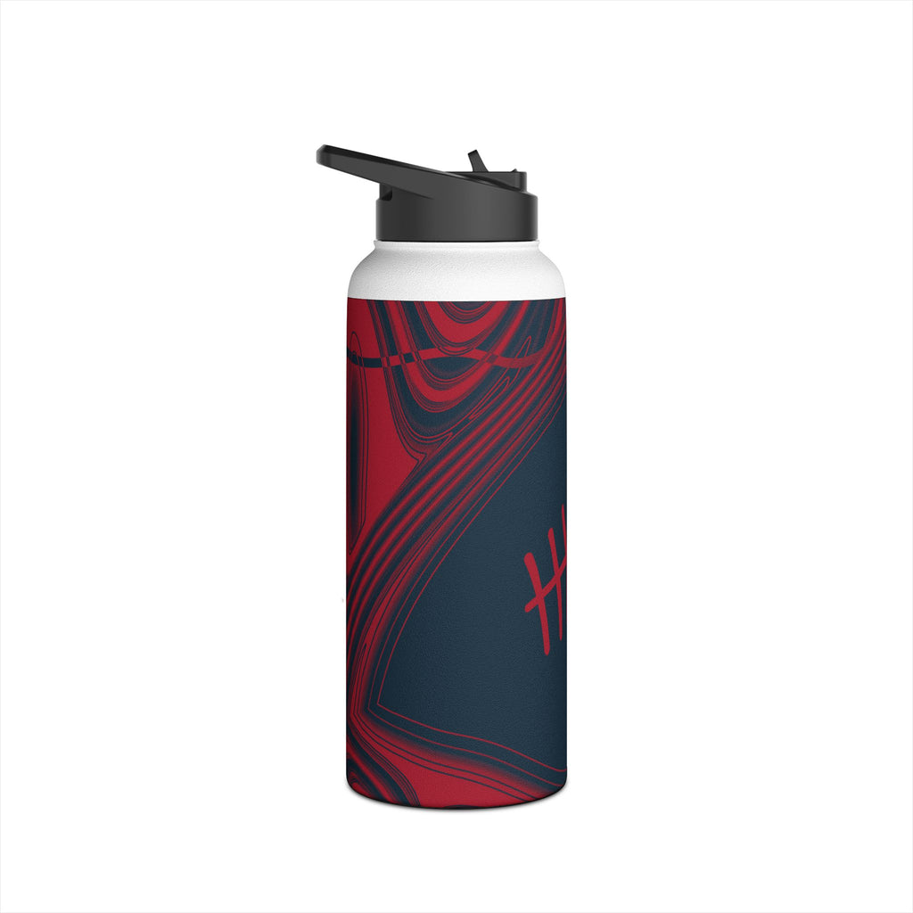 Midnight Navy & Red Trippy Football Water Bottle