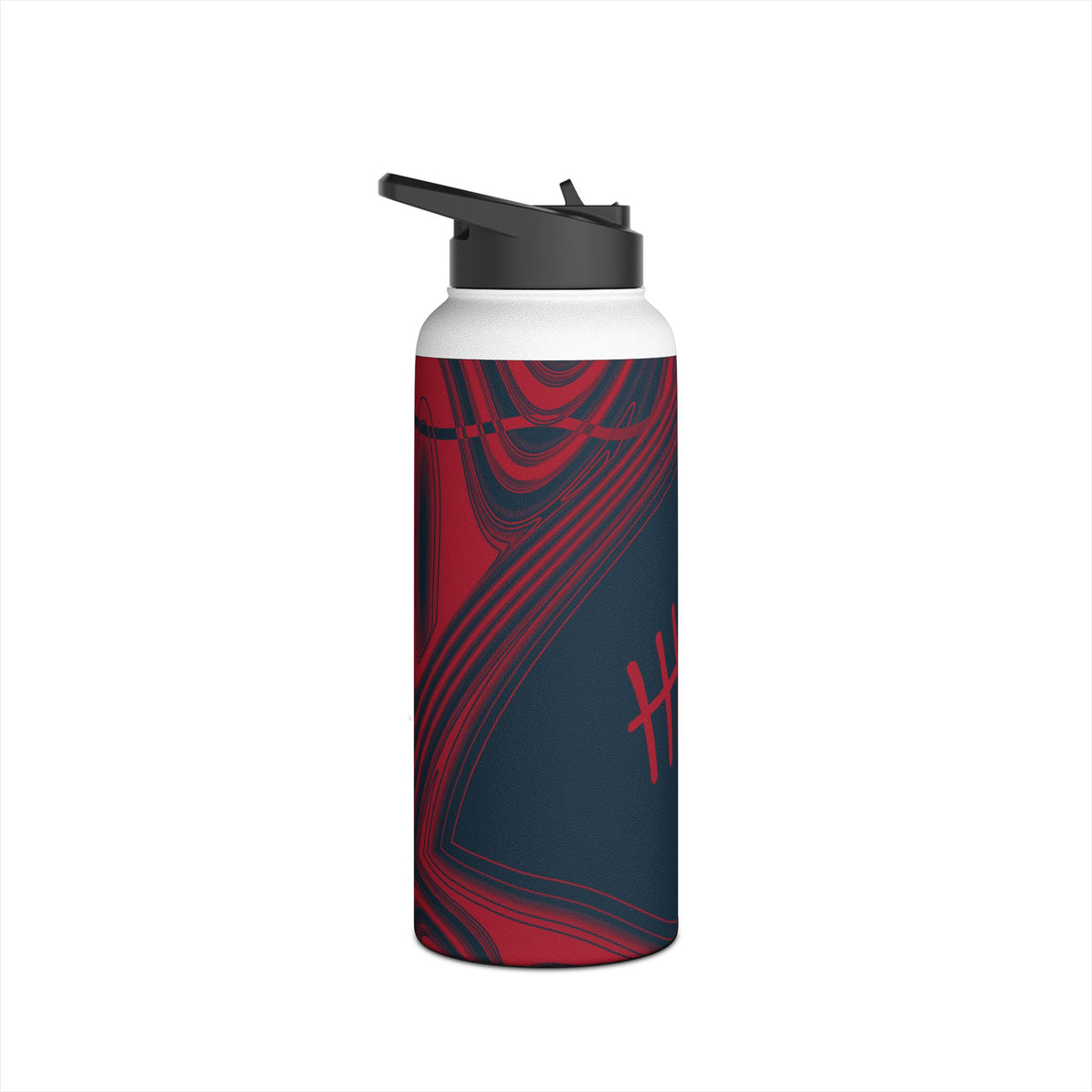 Midnight Navy & Red Trippy Football Water Bottle