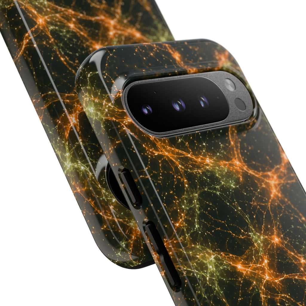 Neon Mycelium - Electric Tangerine Teal Phone Case