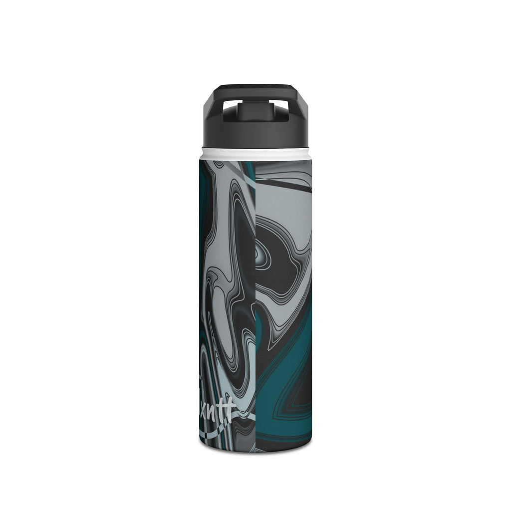 Midnight Green & Silver Trippy Football Water Bottle