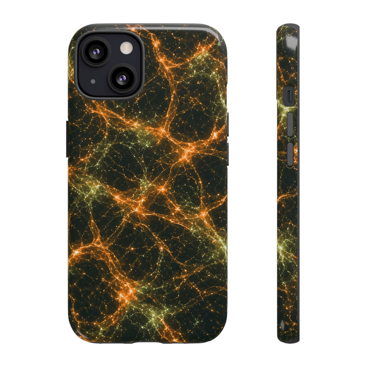 Neon Mycelium - Electric Tangerine Teal Phone Case