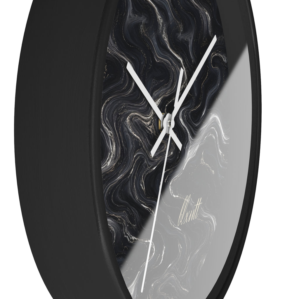 Black & Silver Marble Wall Clock