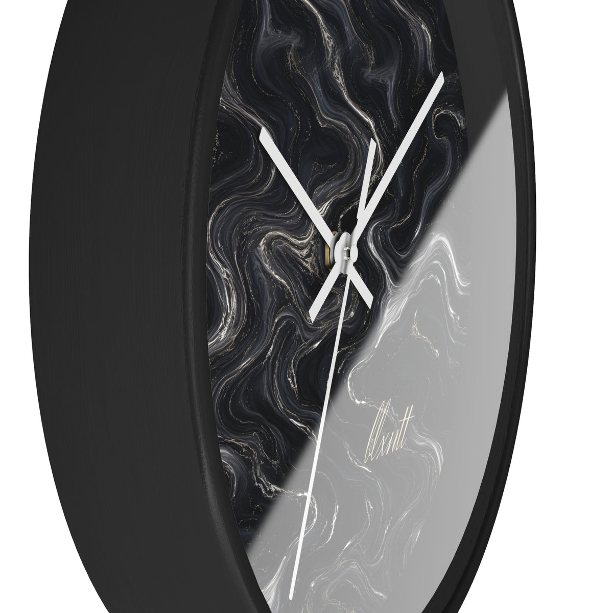Black & Silver Marble Wall Clock