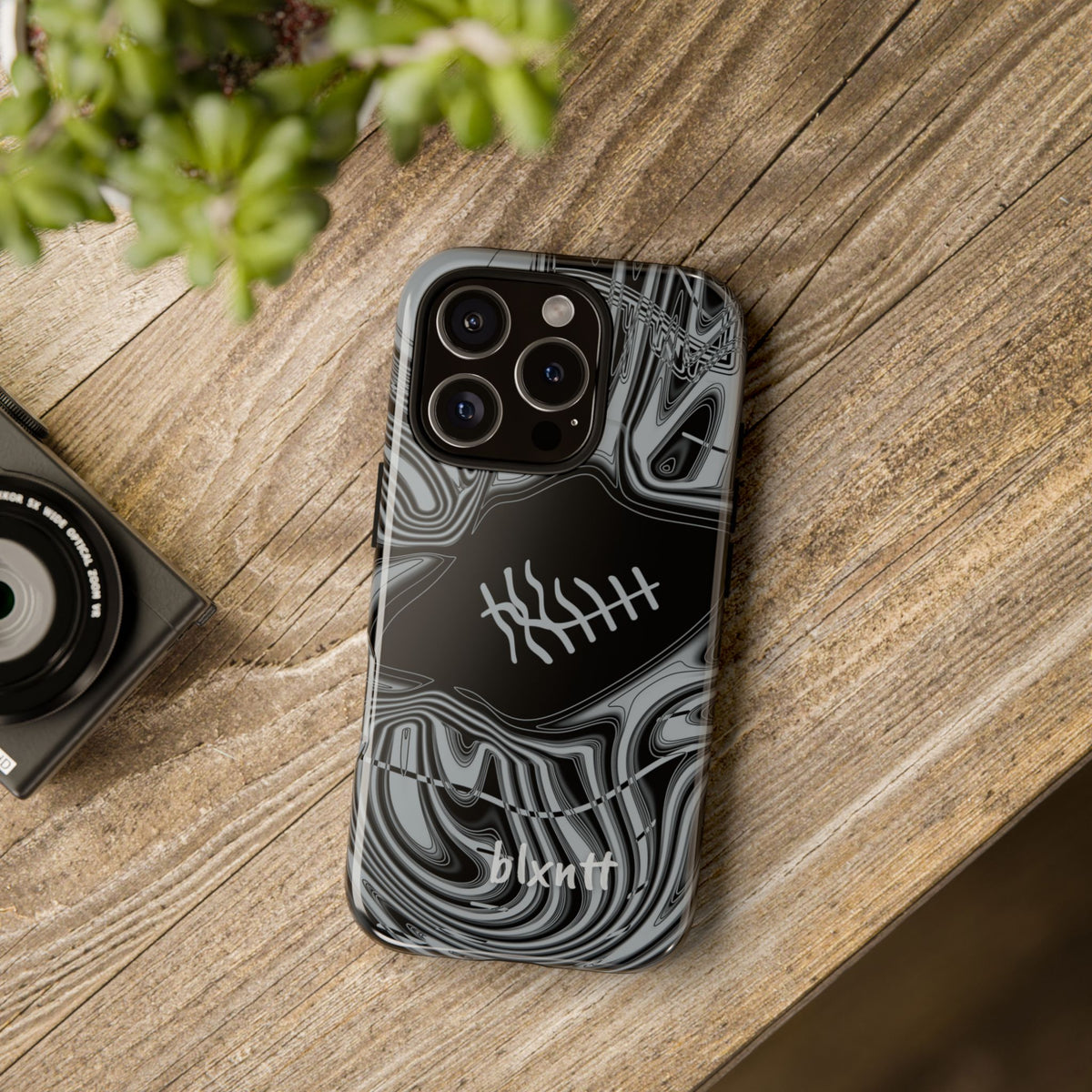 Black & Silver Trippy Football Phone Case