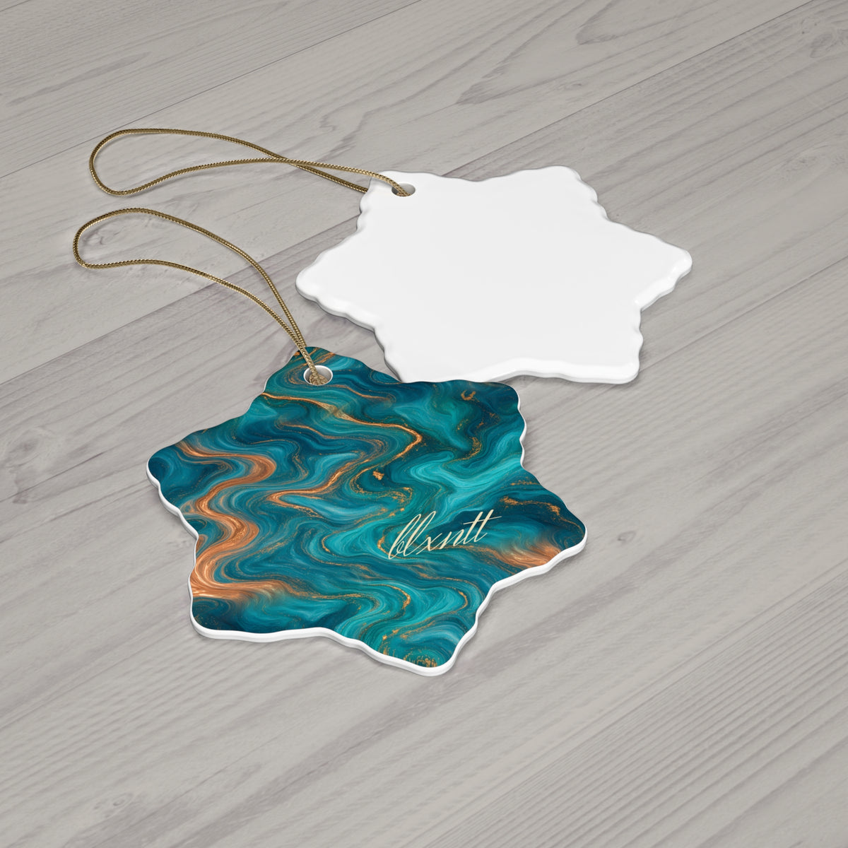 Turquoise & Copper Marble Ornament