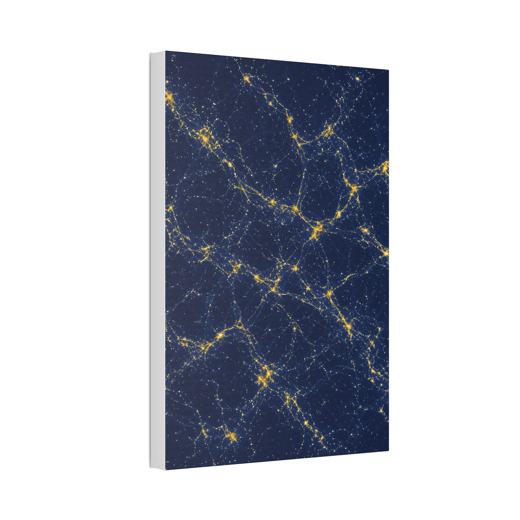 Neon Mycelium - Mustard Navy Glossy Canvas