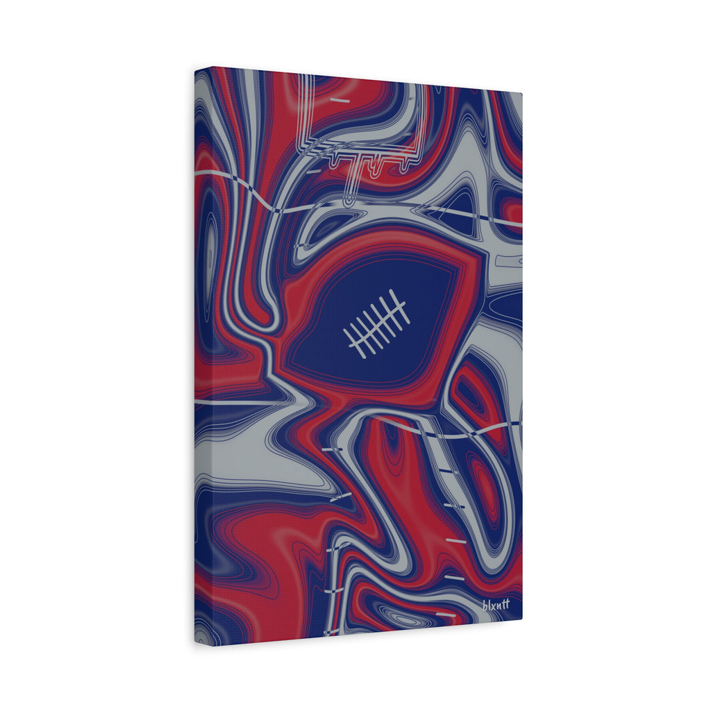 Dark Blue, Red & Gray Trippy Football Canvas