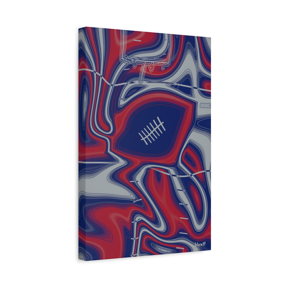 Dark Blue, Red & Gray Trippy Football Canvas