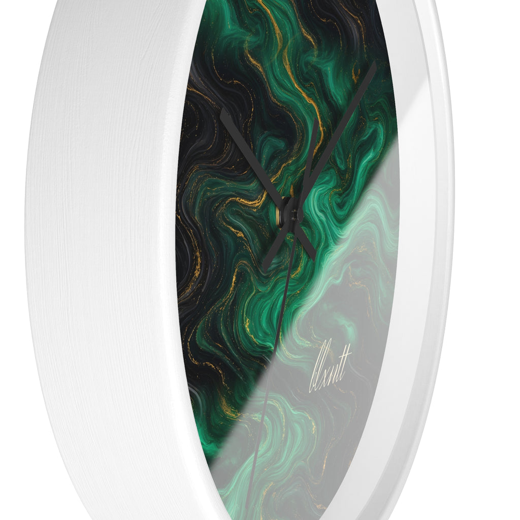 Emerald & Black Marble Wall Clock