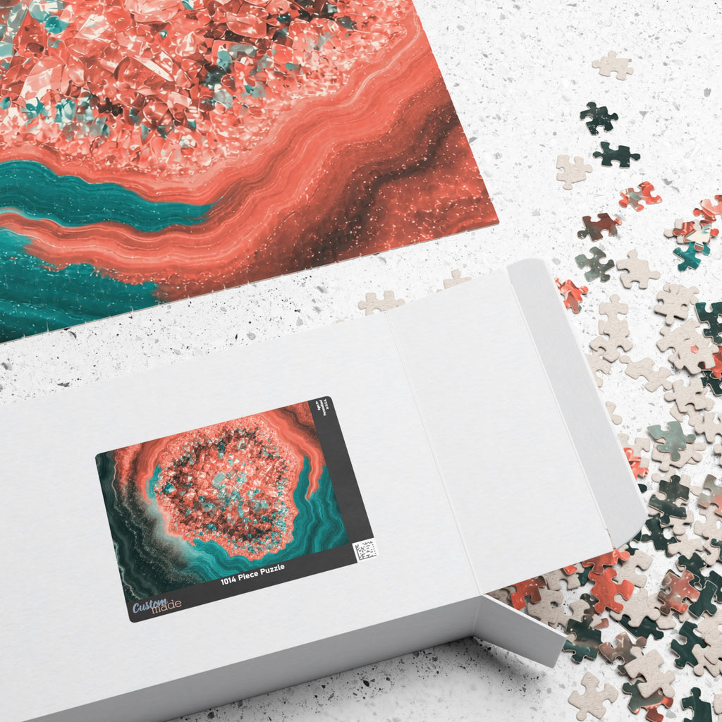 Geode Core - Coral Teal Jigsaw Puzzle