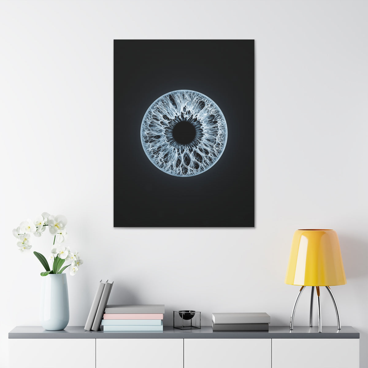 BLXNTT Iris – Lace Web Ice Blue Glossy Canvas