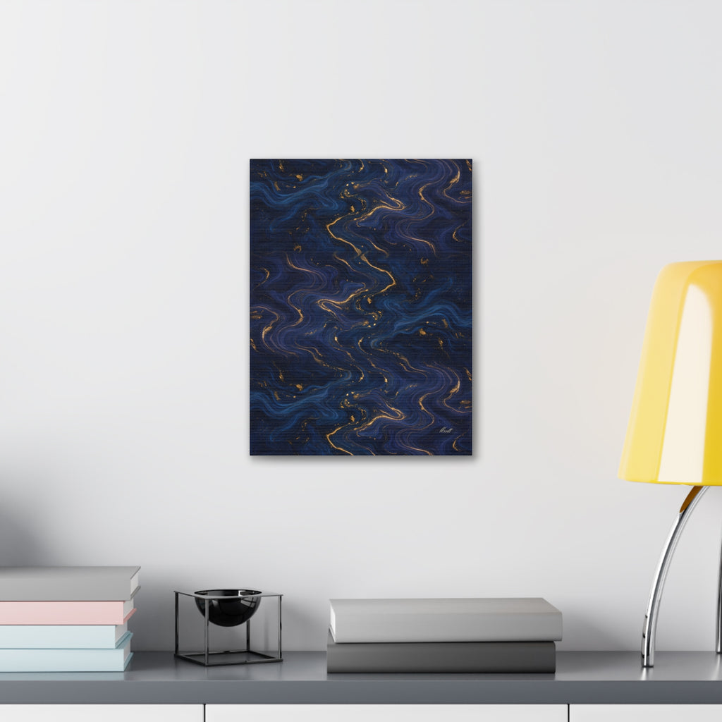 Navy & Gold Marble Glossy Canvas