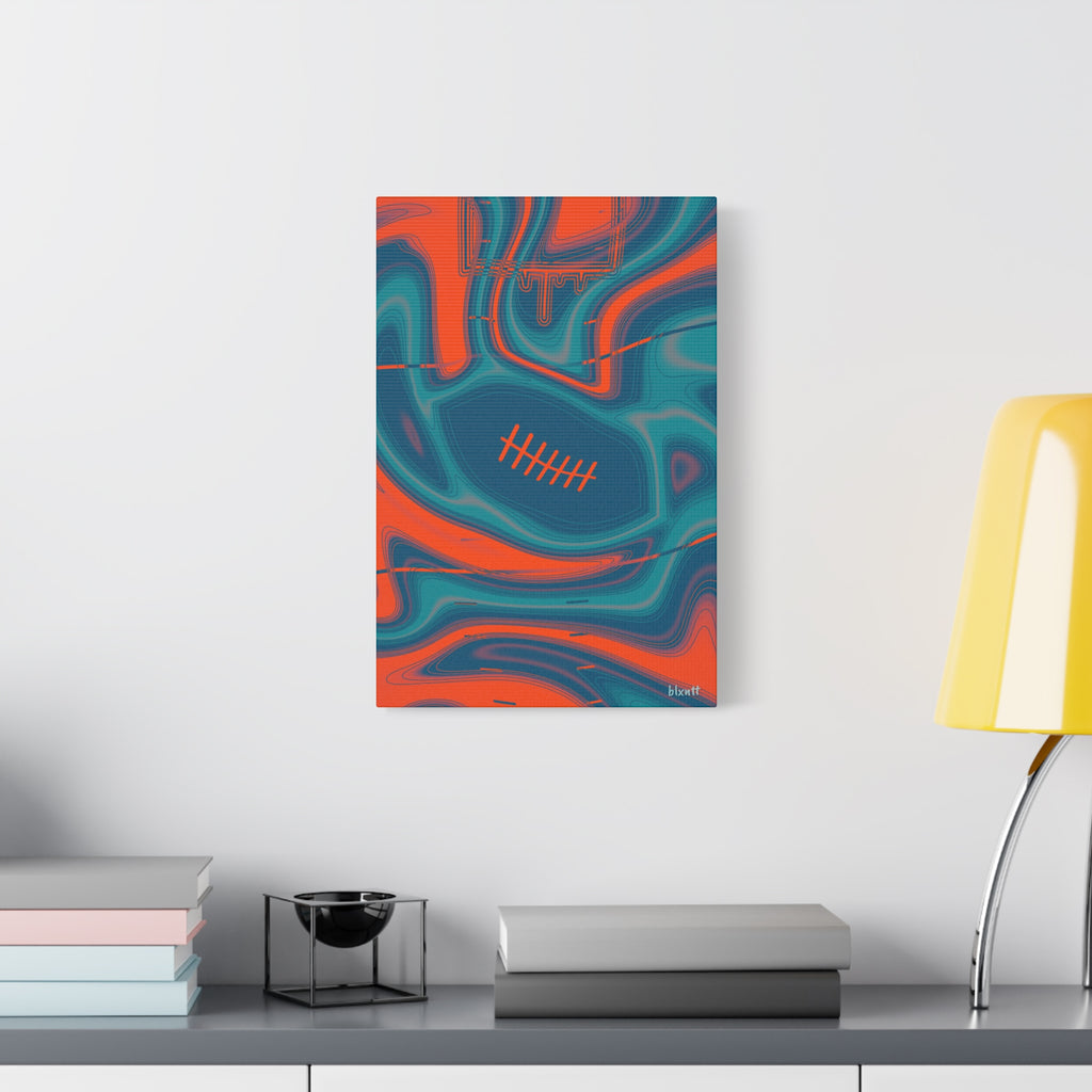 Aqua & Orange Trippy Football Canvas