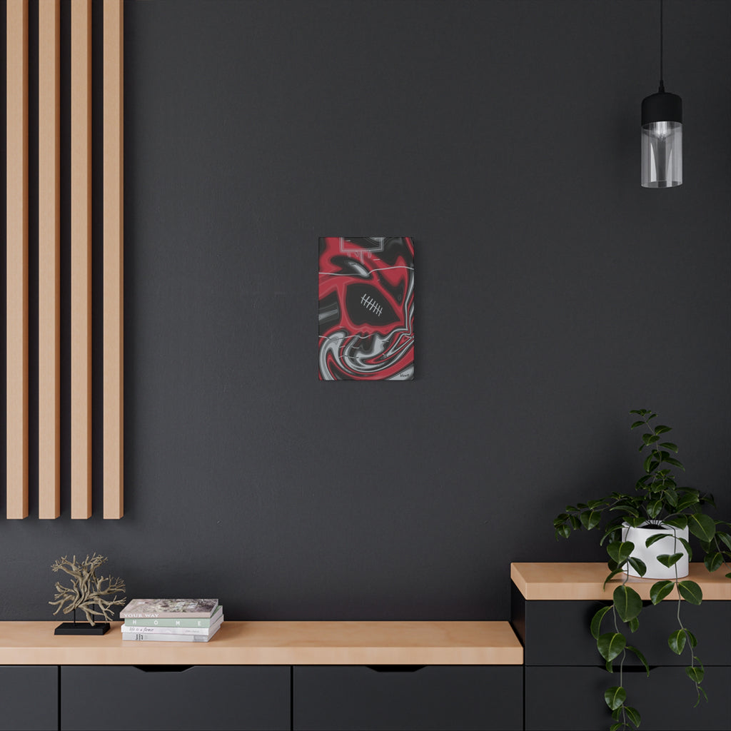 Red, Black & Silver Trippy Football Canvas