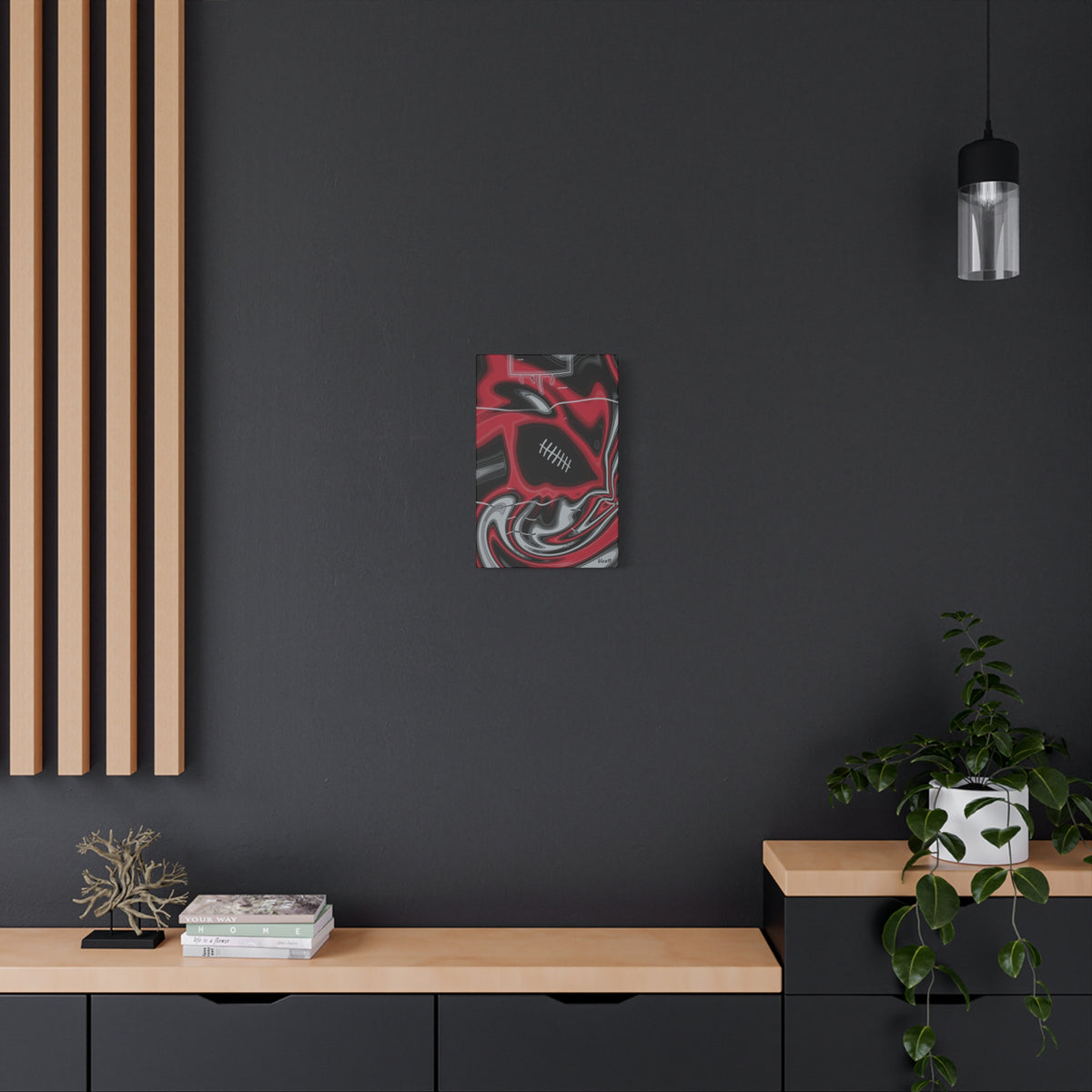 Red, Black & Silver Trippy Football Canvas