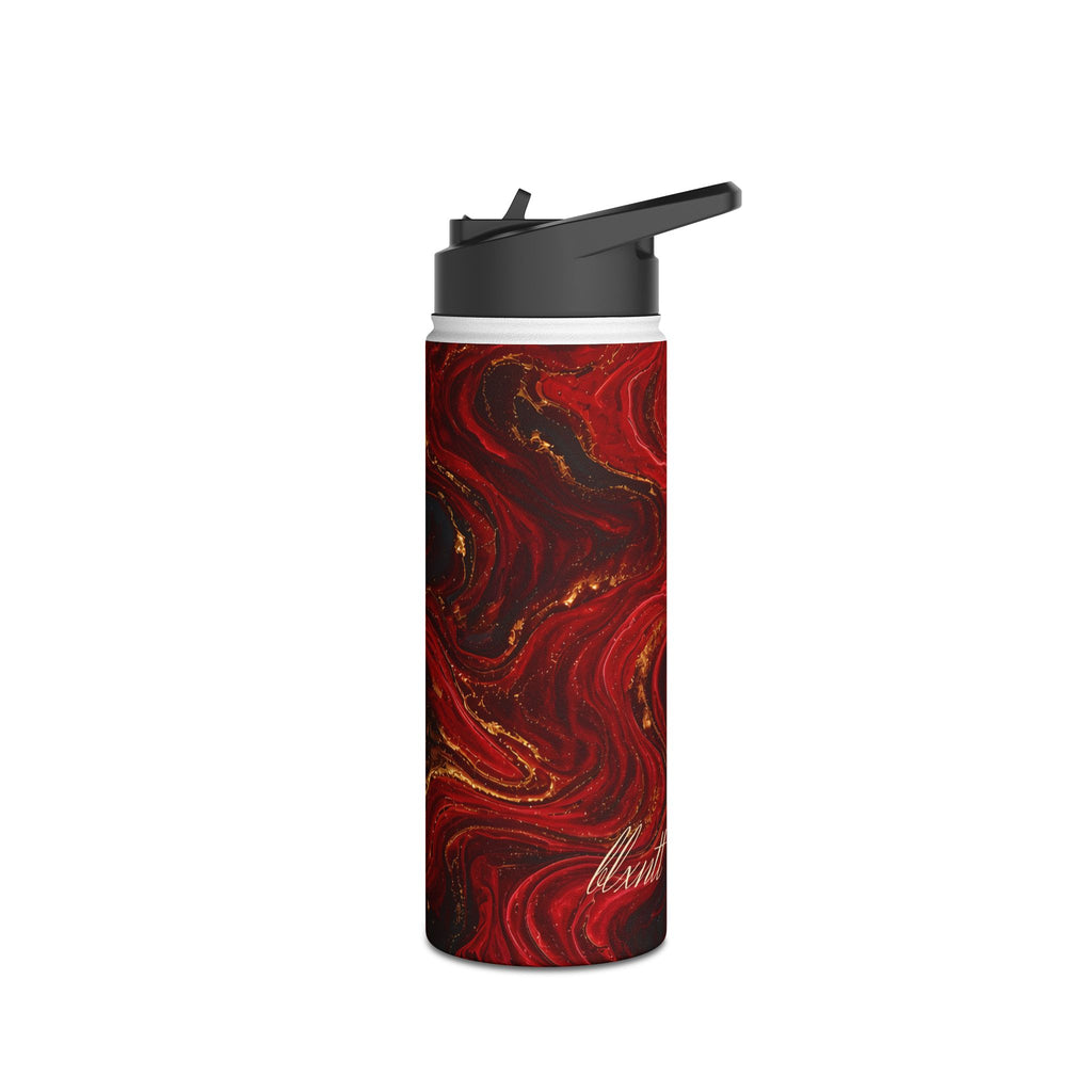 Red & Black Marble Water Bottle